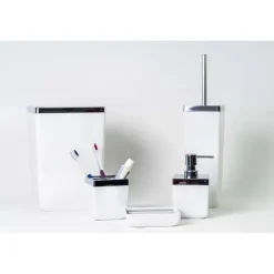Portasapone quadro Ivory in plastica bianco/cromo
