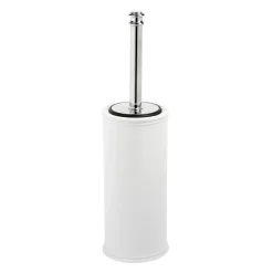 Portascopino bagno Impero H 41,3 cm in porcellana e ottone bianco