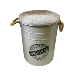 Pouf contenitore in metallo grigio 34x44,5 cm