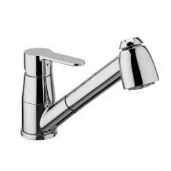 Rubinetto cucina monoc. lavello con doccia estraibile linea blu cromo
