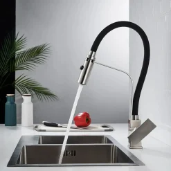 Rubinetto cucina monocomando canna alta Portland acciaio spazzolato