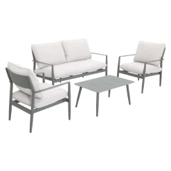 Salotto da giardino Claremont in acc con cuscini poliestere beige 4 posti