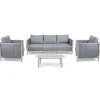 Salotto da giardino Colton con cuscini grigio in alluminio bianco 5 posti