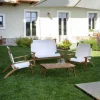 Salotto in legno Diane in tessuto ecru 4 posti