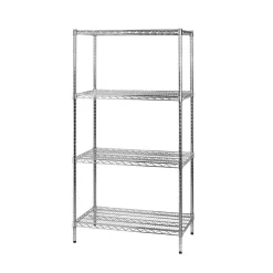 Scaffale filo acciaio cromato 4 ripiani 35,2x90,7x137,2 cm 110 kg/ripiano