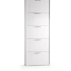 Scarpiera 5 ante doppia profondità max 28 paia 183x28x67 cm bianco