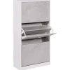 Scarpiera 3 ante in MDF 115x60x24 cm bianco e cemento
