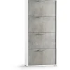 Scarpiera 4 ante singola profondità max 12 paia 147x67x18 cm bianco cemento