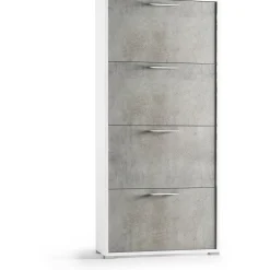 Scarpiera 4 ante singola profondità max 12 paia 147x67x18 cm bianco cemento