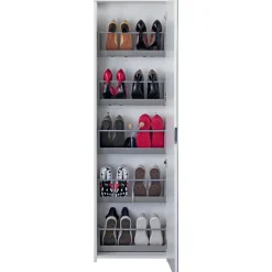 Scarpiera con specchio 5 contenitori max 10 paia 179x50x19 cm bianco