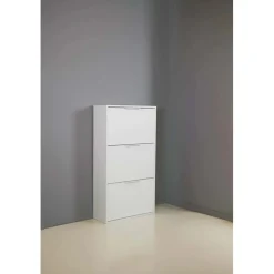 Scarpiera 3 ribalte doppia profondità 120x65x25 cm bianco