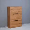 Scarpiera 3 ribalte doppia profondità 120x65x25 cm quercia