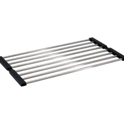 Scolapiatti avvolgibile Idrostile 384x12 mm acciaio spazzolato