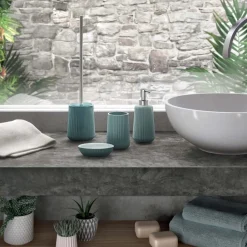 Scopino bagno Marika in ceramica azzurro polvere