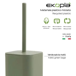 Scopino bagno Seventy Ekoplà in materiale plastico riciclato verde salvia