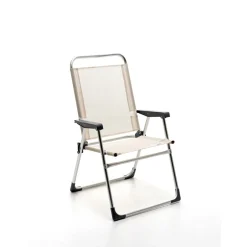 Sedia a sdraio pieghevole con braccioli Tahiti in alluminio e Textilen crema