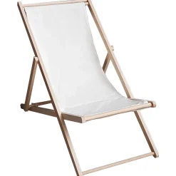 Sedia a sdraio pieghevole Promo Betty in legno e 100% cotone bianco