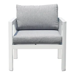 Sedia da giardino in alluminio bianco cuscini grigio cenere
