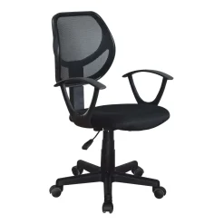 Sedia da ufficio in tessuto con braccioli Nero 57x53x82/92 cm
