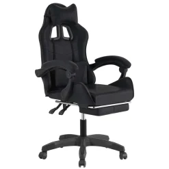 Sedia gaming reclinabile con poggiapiedi e supporto lombare nero