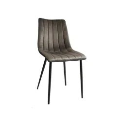 Sedia in velluto imbottito con gambe in metallo grigio scuro