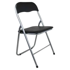 Sedia pieghevole in acciaio con imbotittura 45x45x80 cm nero