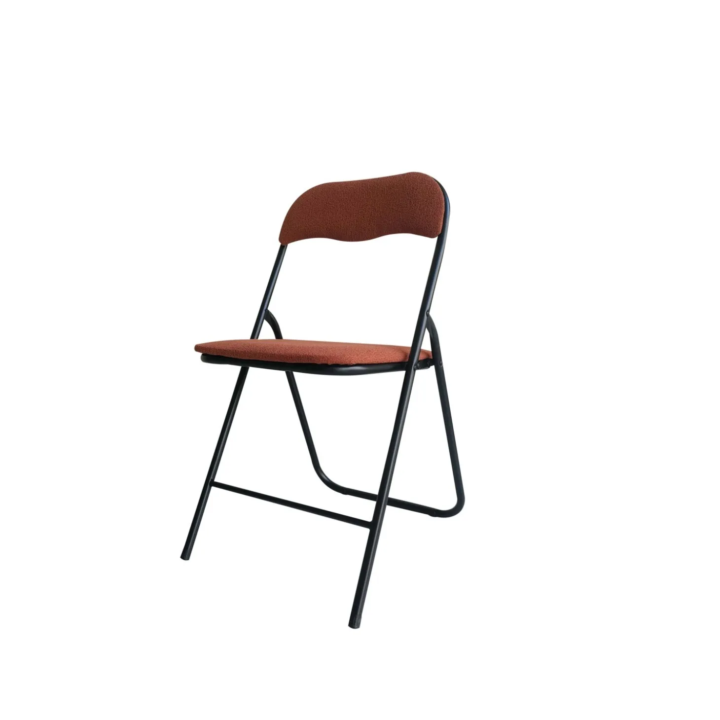 Sedia pieghevole in acciaio e poliestere effetto bouclé 45x45x79 cm marrone