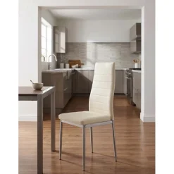 Sedia similpelle con struttura in metallo beige