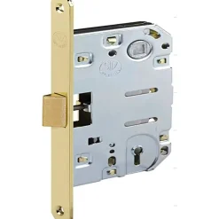 Serratura patent mediana interasse 18 con bordo tondo E50 ottone lucido