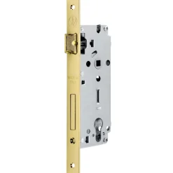 Serratura patent quadra con foro cilindro finitura ottonata