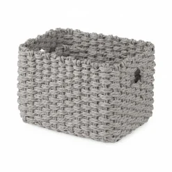 Set 2 cestini in carta intrecciata Lisou color grigio