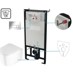 Set WC murale Genio 6 in 1 bianco e cromo