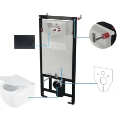 Set WC sospeso a parete Song 6 in 1 bianco nero