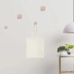 Set 4 pomoli appendiabiti in poliresina quadrati effetto mosaico bianco