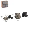 Set 4 pomoli appendiabiti in poliresina quadrati effetto mosaico nero