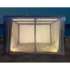 Set zanzariere in poliestere grigio chiaro con rete nera per pergola 3x3 m