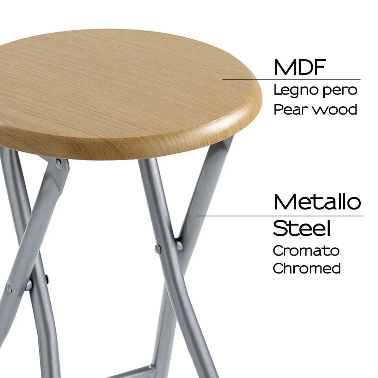Sgabello Pero in MDF e metallo H 46 cm