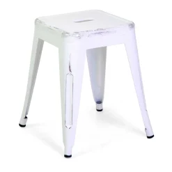 Sgabello in ferro New Bristol bianco antico 38x38x45 cm