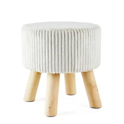 Sgabello in velluto portata max 100kg Ø28xH30 cm avorio