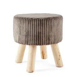 Sgabello in velluto portata max 100kg Ø28xH30 cm castagna