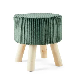 Sgabello in velluto portata max 100kg Ø28xH30 cm verde