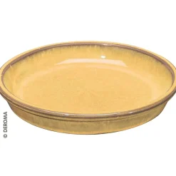 Sottovaso in terracotta smaltata Kinfolk Deroma mustard Ø 27 cm