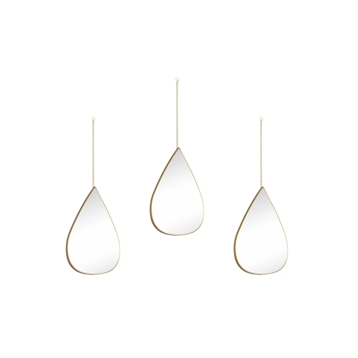 Specchi da parete Milena a goccia oro 19x28 Set 3 pz