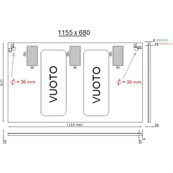 Specchio bagno con fissaggio a parete 115x68 cm