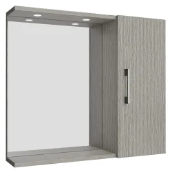 Specchio con armadietto a destra 66x58 cm grigio venato Clivia