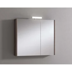 Specchio contenit. 2 ante con lampada rovere scuro 80x70x15,5 cm