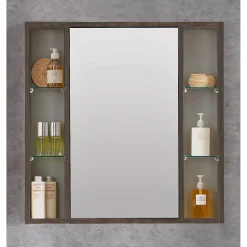 Specchio contenitore Lucky rovere scuro 74x75x16 cm