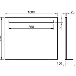 Specchio Led Carol con profilo nero con mensola metallo 100x80 cm