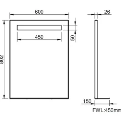 Specchio Led Carol con profilo nero con mensola metallo 60x80 cm