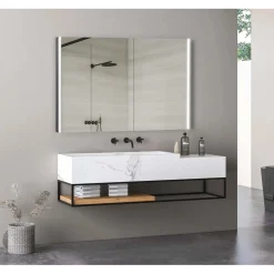 Specchio per bagno Megan nero 100x80 cm